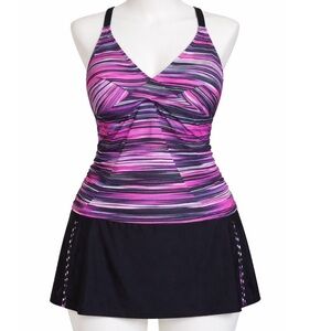 Women's Black and Pink Swim Tankini 2 piece set
